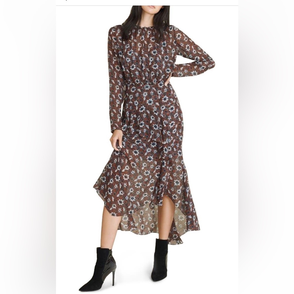 Veronica Beard SAZAN FLORAL DRESS, clay multi - sz 6